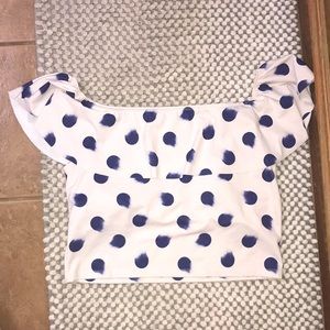 Kortni Jeane polka dot ruffle around top